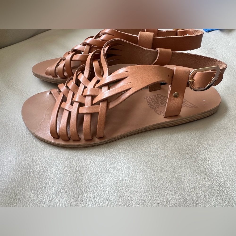 Ancient Greek Sandals - Woven Leather - Flat Sandals Natural - Size 36 - Picture 3 of 7